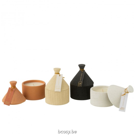 J Line bougies parfumées Jolipa Bougie Ceramique Pot Mimosa Rose Cire Terracota 40H.