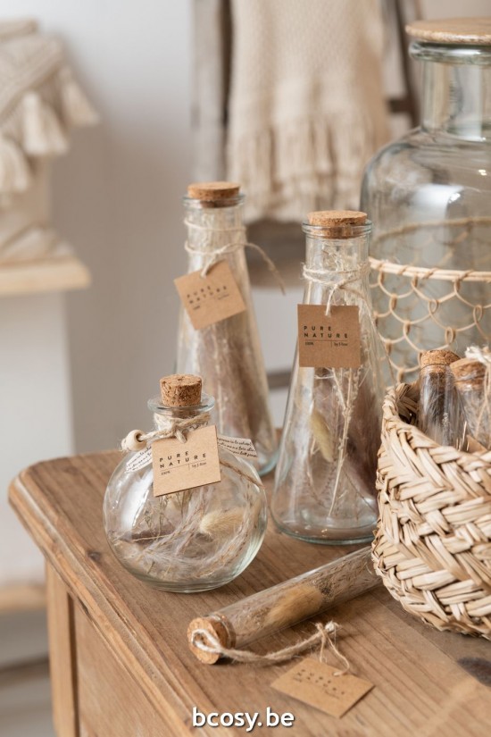 J Line Tubi Da Sospendere Fiori Secchi Vetro Naturale Assortimento Di 2 Hanging Tubes With Dried Flowers Glass Natural Assort.