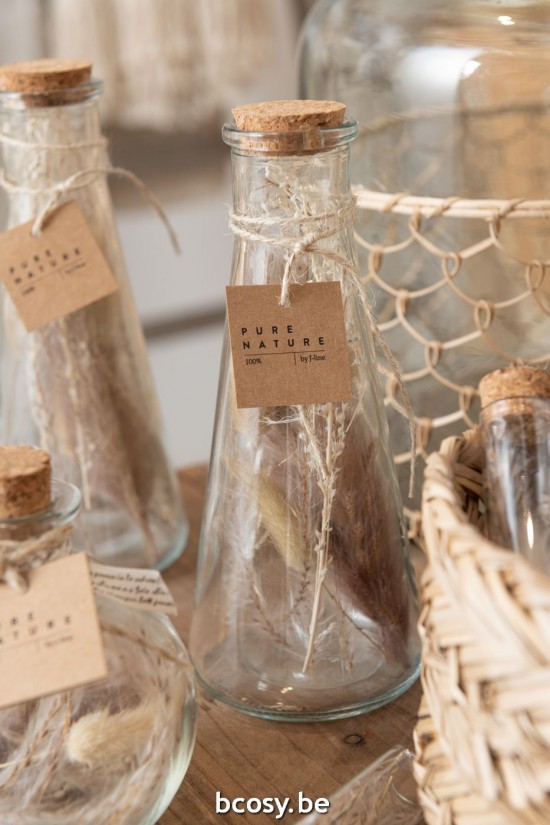 Jline Bottles With Dried Flowers Glass Natural Medium Assortment Of 2.