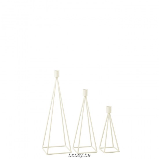 J Line chandeliers candélabres Jolipa Set De 3 Chandeliers Metal Blanc.