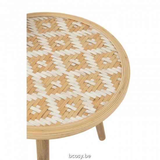 J Line Set Of 3 Sidetable Patterns 3 Legs Bamboo Wood Natural White nested side tables sidetables.