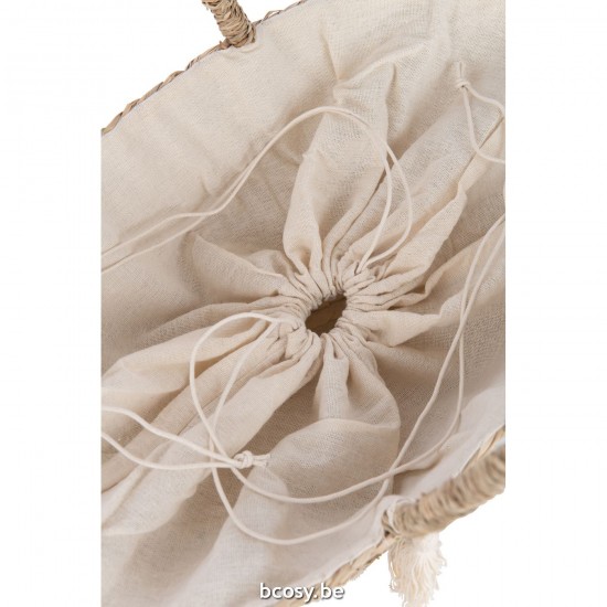 J Line sacs de plage Jolipa Sac De Plage Bonjour Hello Floche Jute Naturel Blanc Assortiment De 2.