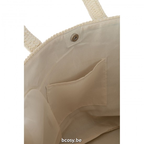 J Line sacs de plage Jolipa Set 2 Sacs De Plage Lignes Chapeau Papier Beige Marron Clair.