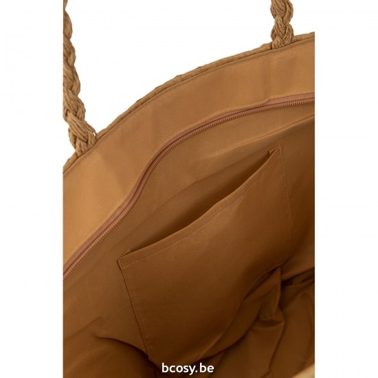 Jline Set Van 2 Strandtas Met Schelpen Hoed Papier Lichtbruin.