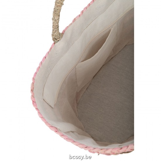 J Line sacs de plage Jolipa Sac De Plage Anses Courtes Jute Naturel Lignes Jute Naturel Rose Clair.