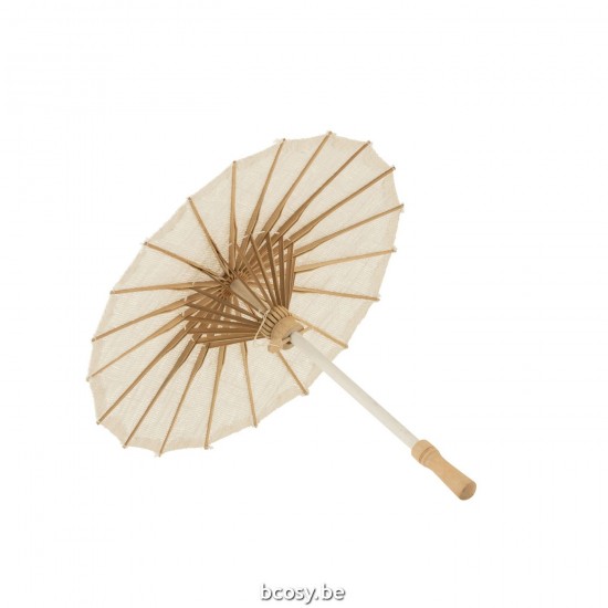 J Line Parasol Tumanggal Textile Wood White ornamental parasols.