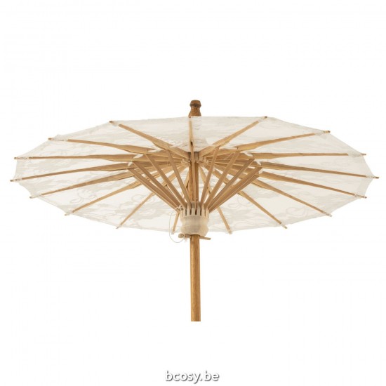 J Line parasol ornemental parasols ornementaux Jolipa Parasol Motifs Dentelle Coton Bois Blanc.