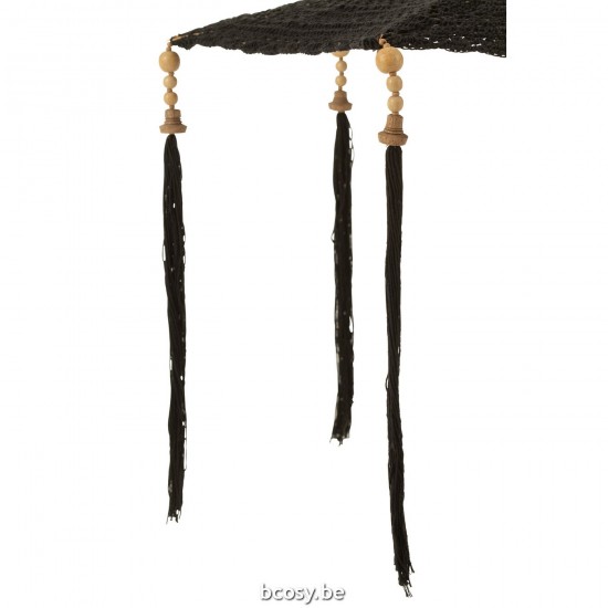 Jline Parasol Kwast Voet Katoen Hout Zwart Small.
