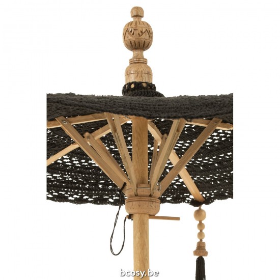 Jline Sonnenschirm Quasten Fuß Baumwolle Holz Schwarz Small Zier sonnenschirme.