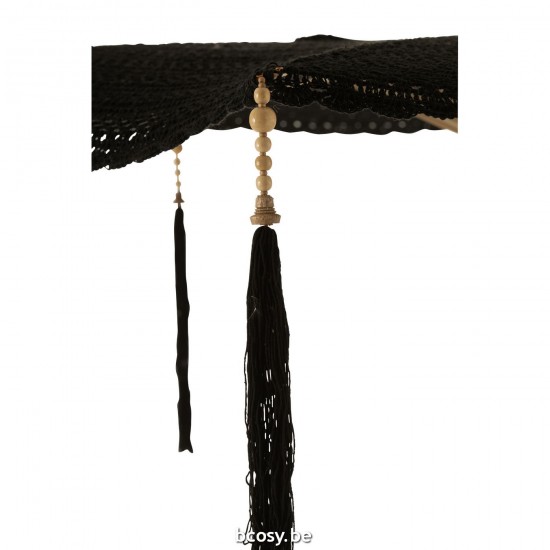 J Line Parasol Tassels Cotton Wood Black Large ornamental parasols.