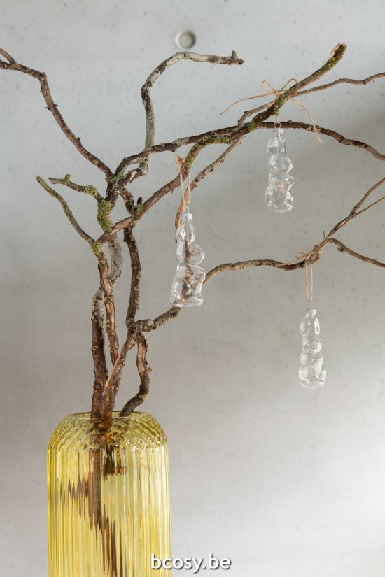 Jline Box Of 4 Rabbit Hanger Glass Transparent.