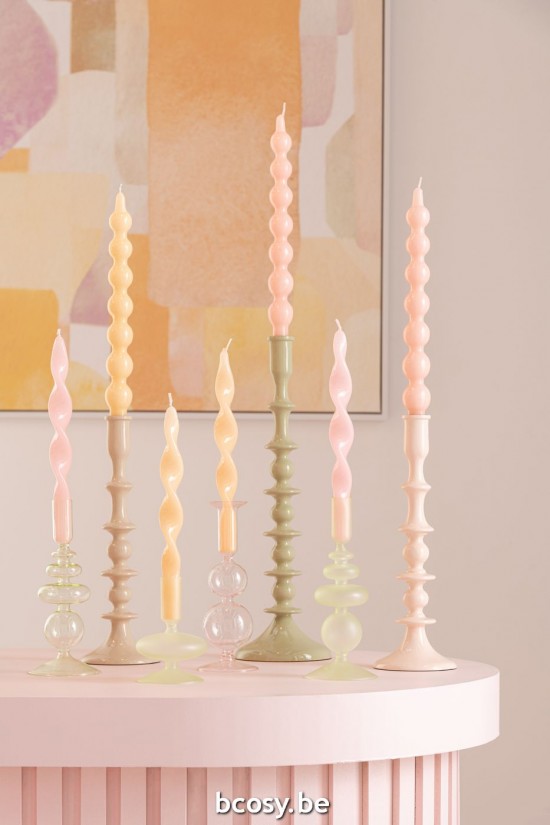 Jline Candle Holder 2 Orbs Matte Transparent Glass Light Pink Assortment Of 2.