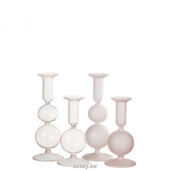 J Line chandeliers candélabres Jolipa Chandelier 2 Boules Mat Transparent Verre Rose Clair Assortiment De 2.