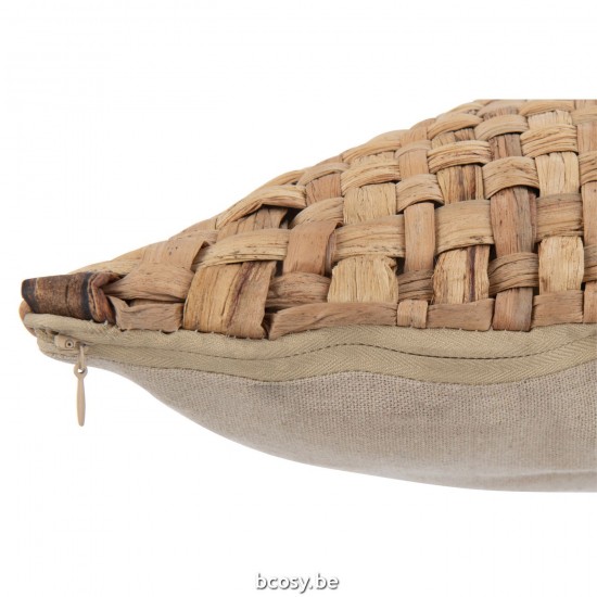 J Line coussins Jolipa Coussin Carre 1 Cote Roseau Textile Naturel Small.