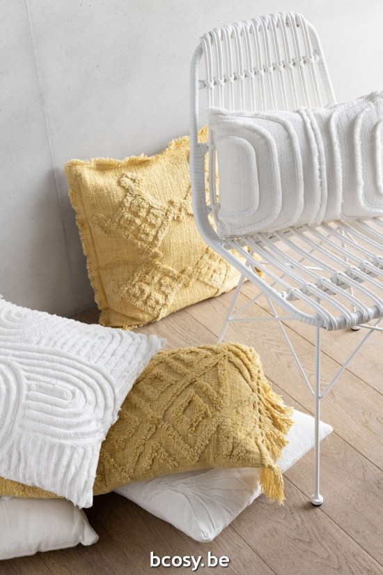 Jline Cojin Borlas Algodon Mostaza Largo.