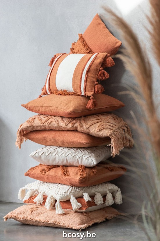 Jline Kissen Quasten Baumwolle Koralle Lang kissen.