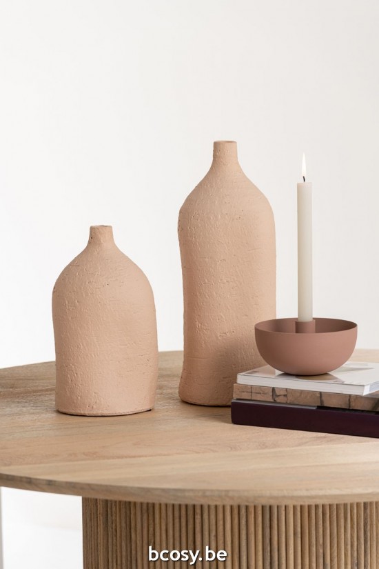 Jline Jarrón Enya Botella Cerámica Beige Large.