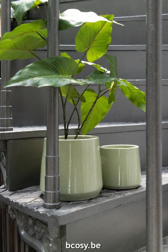 J Line Portavasi Rotondo Ceramica Verde Small Maceta Cerámica Redondo Verde Small.