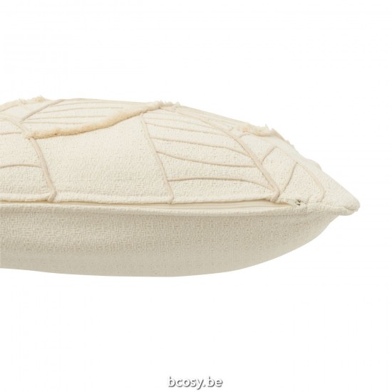 J Line coussins Jolipa Coussin Feuille Textile Blanc.