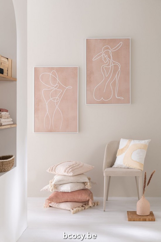 Jline Cojín Circular Textil Blanco Beige.