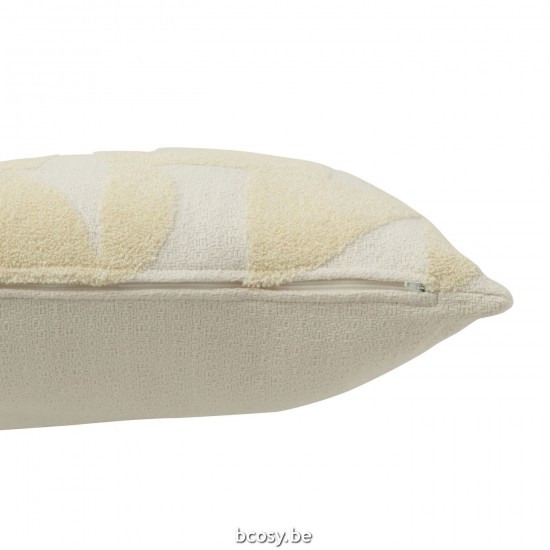 J Line coussins Jolipa Coussin Geo Textile Blanc Jaune Clair.