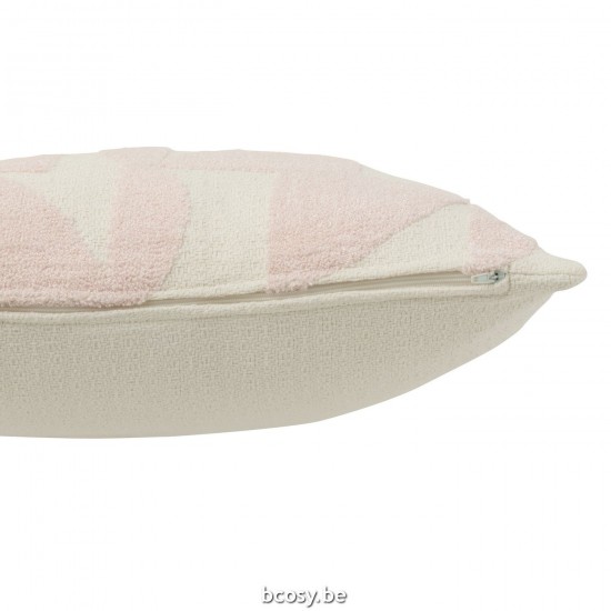 J Line coussins Jolipa Coussin Geo Textile Blanc Rose Clair.