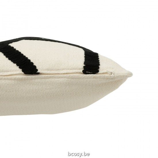 J Line coussins Jolipa Coussin Ligne Textile Blanc Noir.