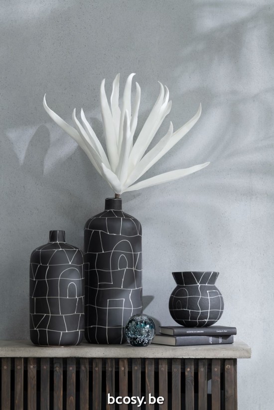 Jline Florero Japones De Ceramica Negro Grande.