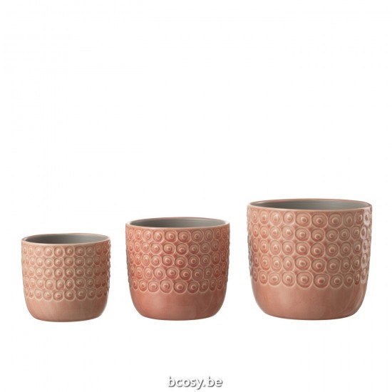 J Line cachepots de fleur Jolipa Cachepot Boule Ceramique Rose Large.