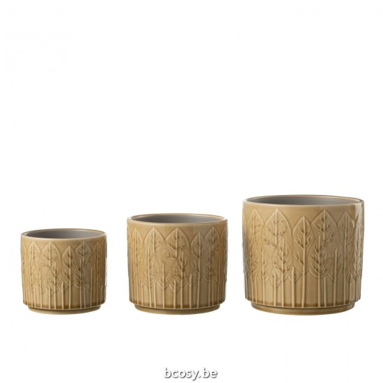 J Line cachepots de fleur Jolipa Cachepot Feuille Ceramique Beige Large.