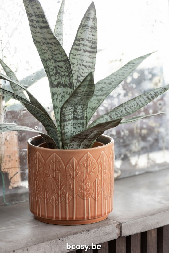 Jline Maceta Hoja Cerámica Óxido Grande.