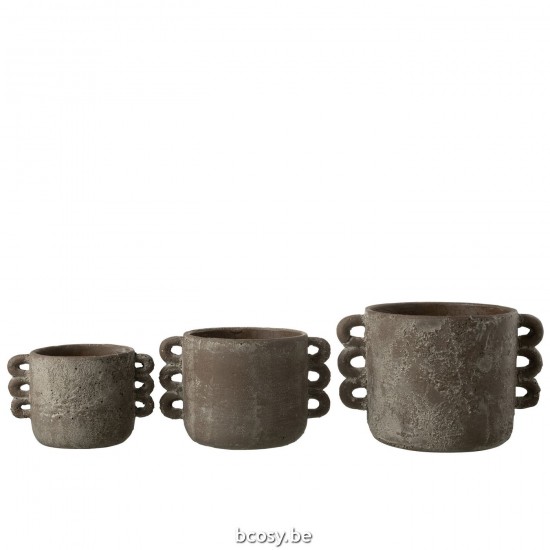 J Line cachepots de fleur Jolipa Cachepot Celia Ceramique Marron Large.