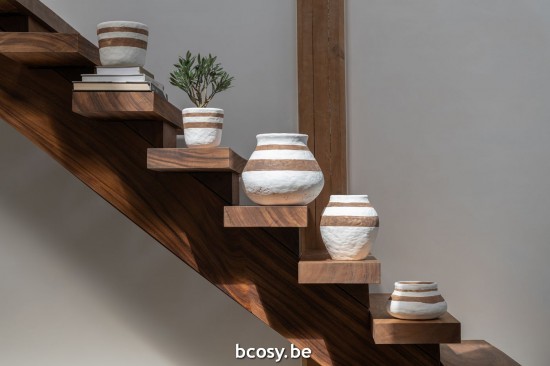 J Line Portavasi Kenia Ceramica Bianco Marrone Medium Maceta Kenia Cerámica Blanco Marrón Medium.