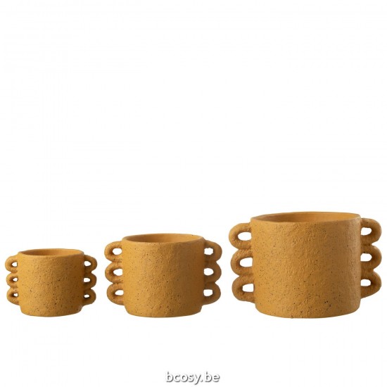 J Line cachepots de fleur Jolipa Cachepot Zenia Ceramique Ocre Large.