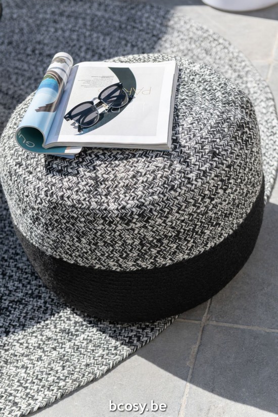 Jline Pouf Miami Linea Poli Negro Blanco.