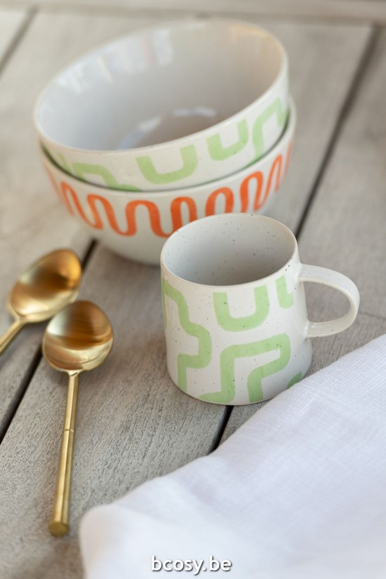 J Line Ciotola Curvi Porcellana Arancione Cuenco Curvo De Porcelana Naranja.