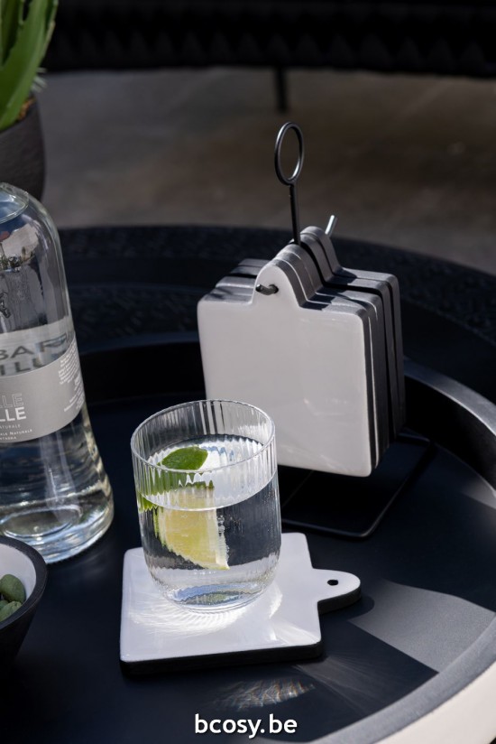 Jline Coaster Square Vik Wood With Black White.