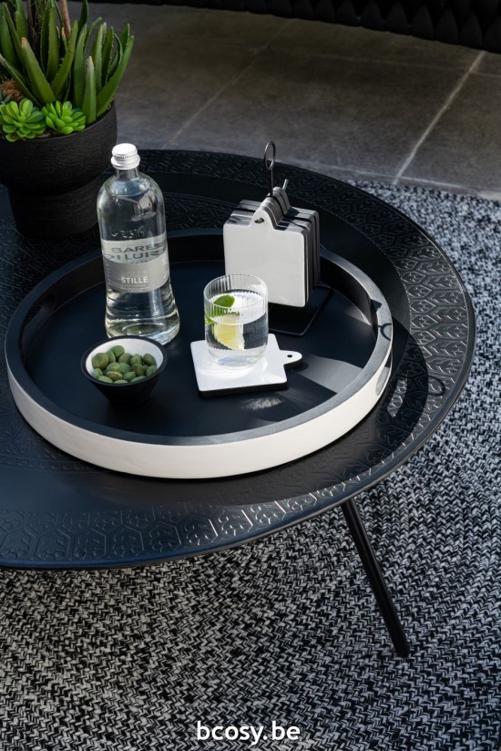 J Line Coaster Square Vik Wood With Black White Coaster Square Vik Wood With Black White.