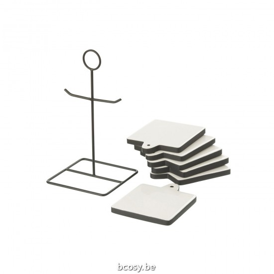 J Line sous verres Jolipa Sous Verre Carre Vik Bois Noir Blanc.