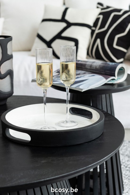 Jline Tray Vik Wood Black White Assortment Of 2.