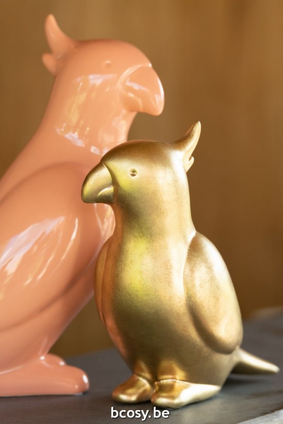 Jline Cacatua De Cerámica Dorada.