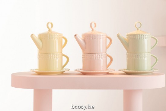 Jline Tetera Y Taza De Cerámica Rosa.