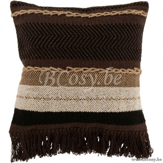 J Line Jline Kussen Etnic Katoen Bruin Zwart Beige