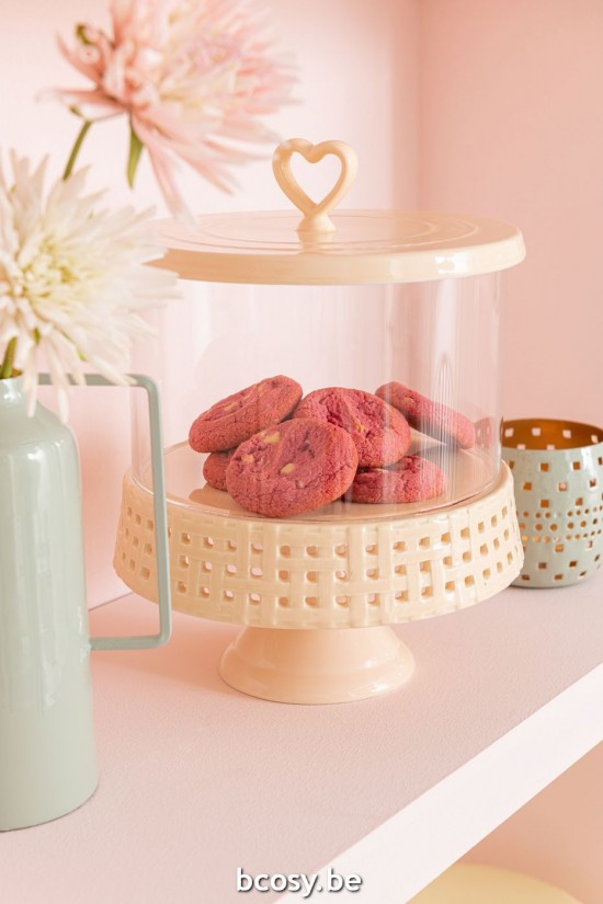 Jline Plato De Cerámica Para Tartas Rosa Grande.