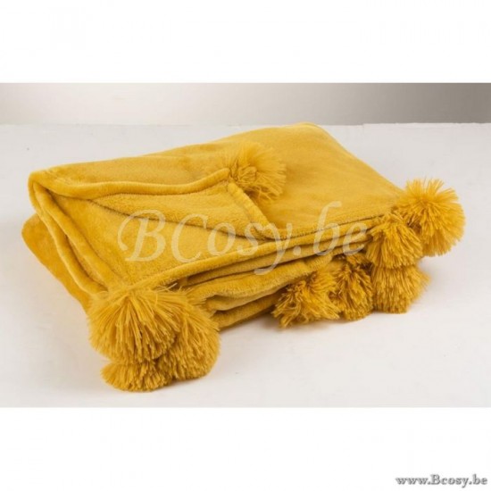 J Line Jline Plaid Pompom Polester Oker