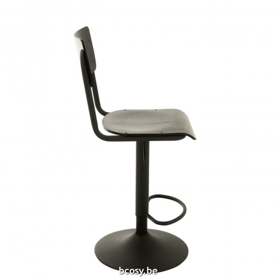 J Line chaises tabourets de bar Jolipa Chaise De Bar Bois Metal Noir.