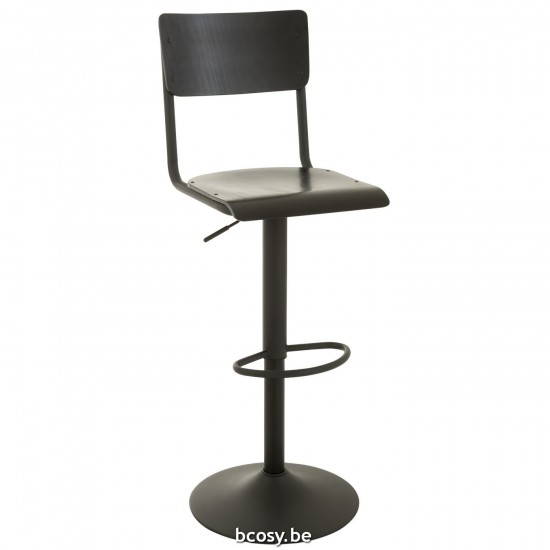 J Line Sedia Bar Legno Metallo Nero Silla De Bar Madera Metal Negro.