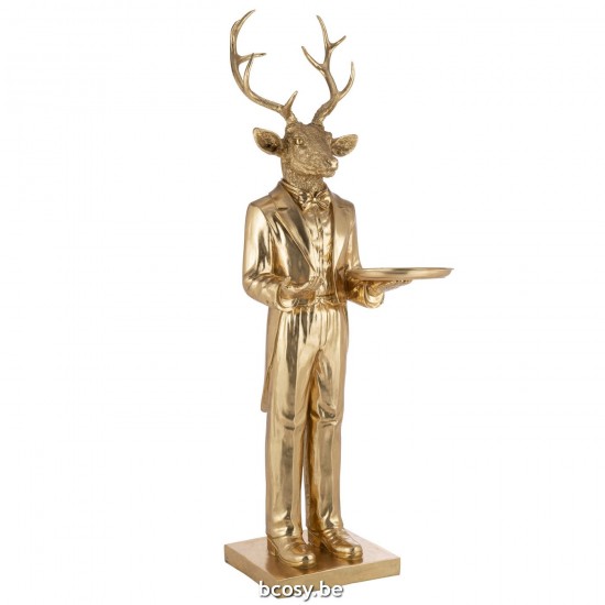 J Line Deer Waiter Tray Poly Gold mooses leopards.