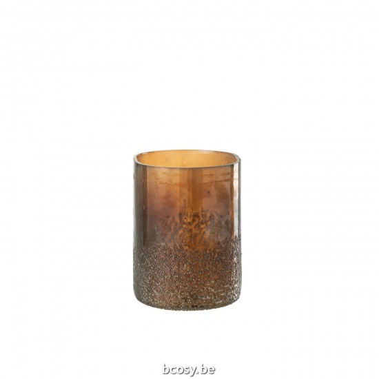 Jline Windlicht Glas Bruin Large.