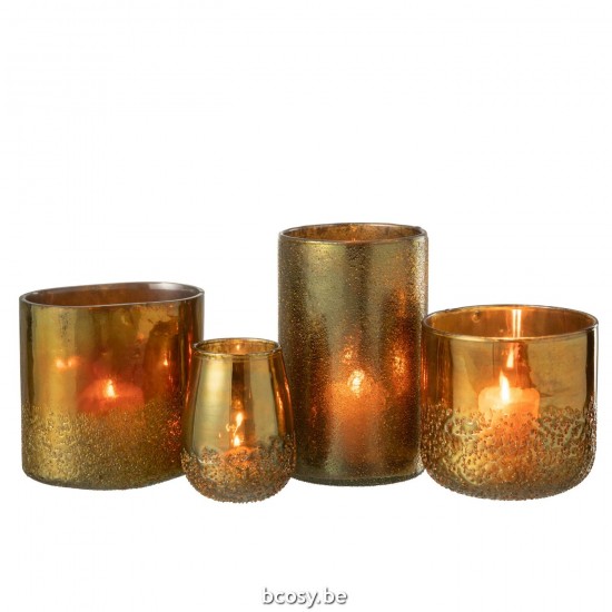 J Line Hurricane Mirror Gold Glass Extra Large tea lights holders.